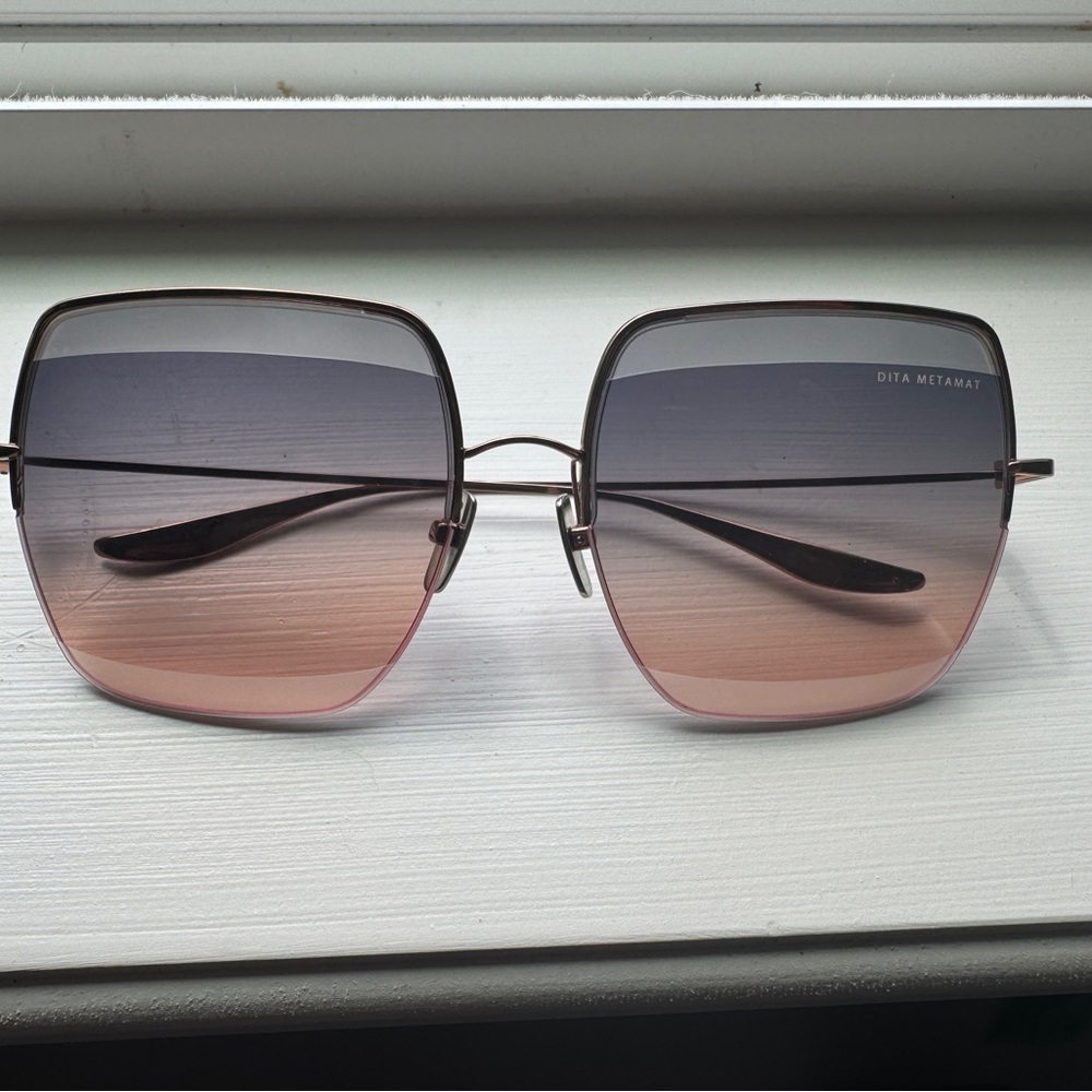 DITA Gradient Sunglasses in Rose Gold metal with grey/pink gradient lens